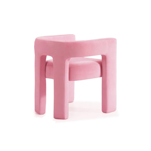 Contemporary Brutal Armchair in Pink Velvet from Moanne For Sale - Image 3 of 4