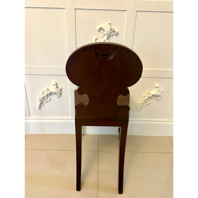 Brown Antique Regency Carved Figured Mahogany Hall Chairs, 1830s, Set of 2 For Sale - Image 8 of 15