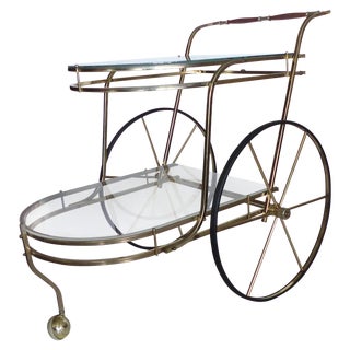 Brass & Glass Bar Cart Serving Trolley For Sale