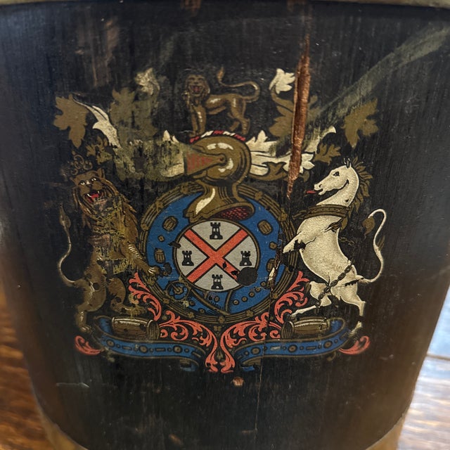 19th Century Brass-Bound Oak Uk Royal Navy Fire Bucket For Sale - Image 4 of 12