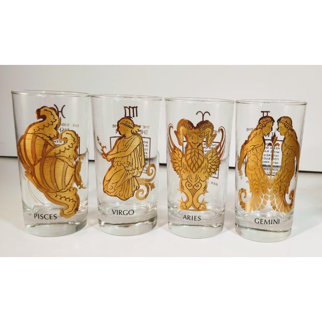 Vintage Gold Astrology Zodiac Sign Glasses Set of 12 Chairish