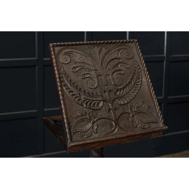 19th Century English Carved Oak Bible Reading Stand For Sale - Image 3 of 11