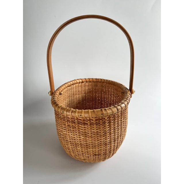Mid 20th Century Vintage Mid Size Nantucket Wicker Woven Basket Chairish