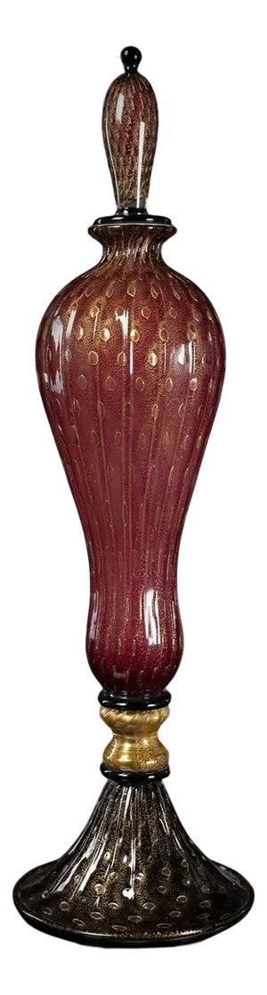 Murano Glass Sculpture Vase with 24 Kt Gold by 1295 Murano