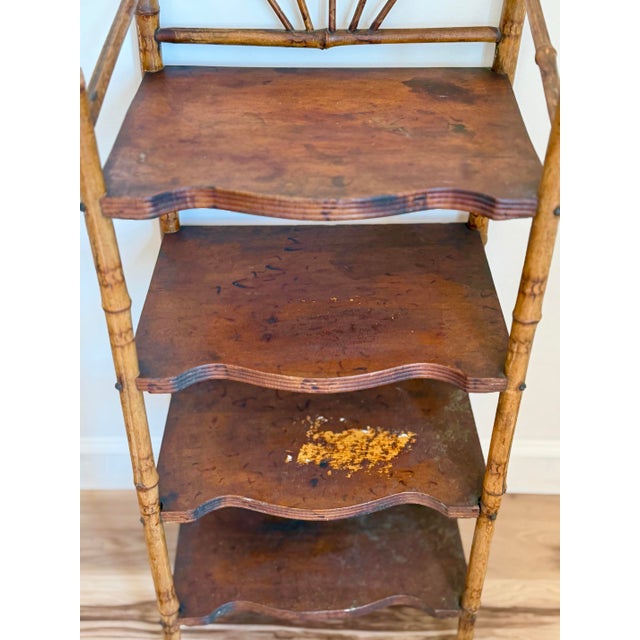 Antique English Tortoiseshell Bamboo 4-Tier Étagère, Circa 1800s For Sale - Image 9 of 12