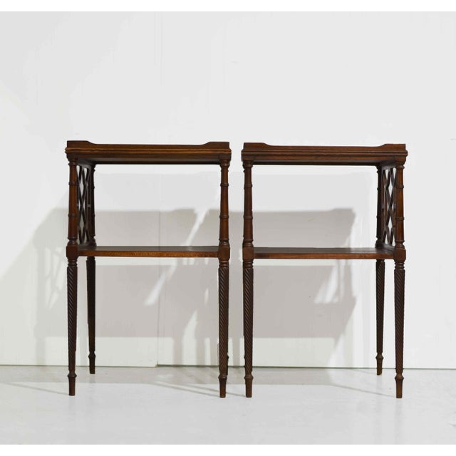 Mid 20th Century Mid Century Georgian Latticework Faux Bamboo Tray Tables - A Pair For Sale - Image 5 of 10