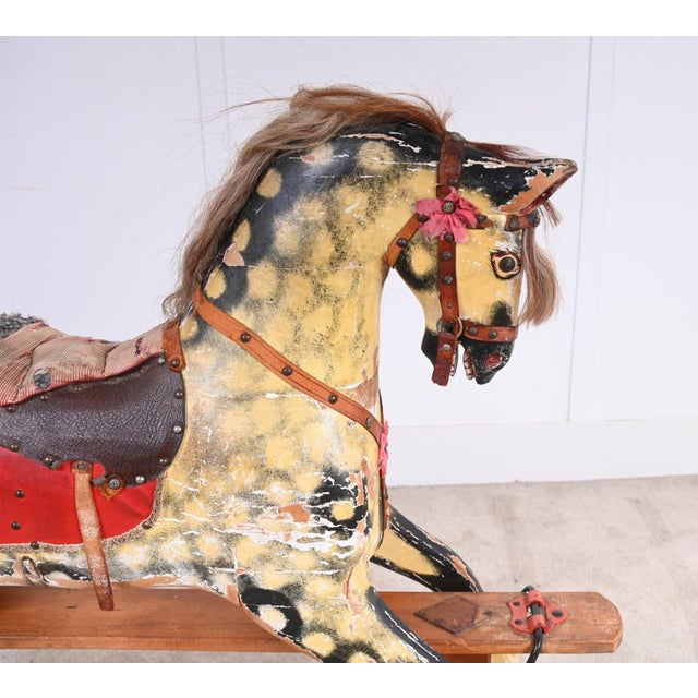 Tan Antique Wooden Rocking Horse Childrens Toy, 1920s For Sale - Image 8 of 11