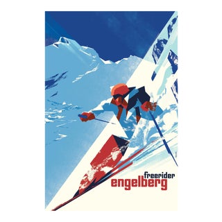 Danish Modern Poster, Engelberg Winter Skiing For Sale