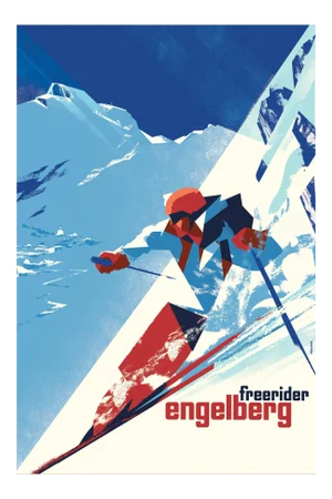Danish Modern Poster, Engelberg Winter Skiing