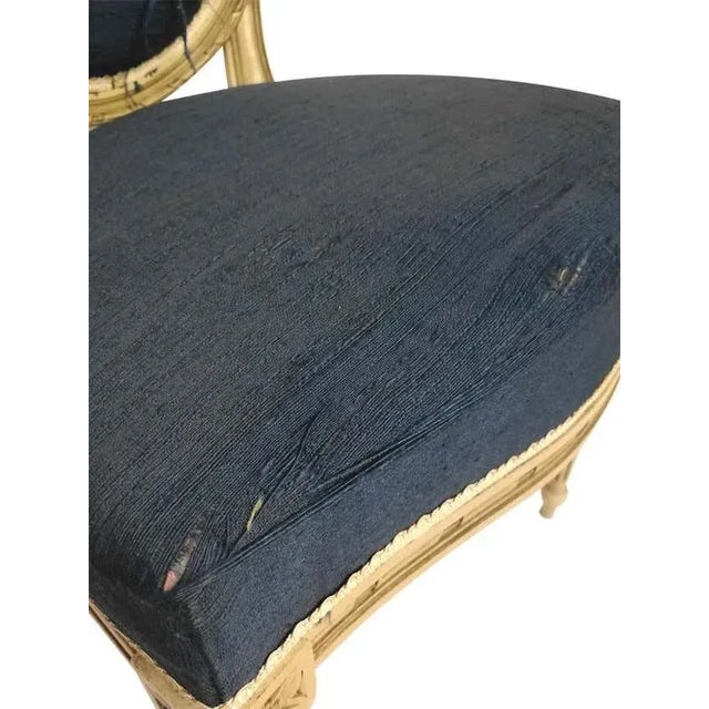 Louis XVI Style Blue Médaillon Chair, 1950s For Sale - Image 4 of 13