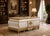 Make a striking statement with this luxurious white and gold writing desk, beautifully crafted with ornate European-...
