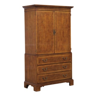 Henredon Aston Court 3 Drawer Inlaid Wardrobe Armoire Cabinet For Sale