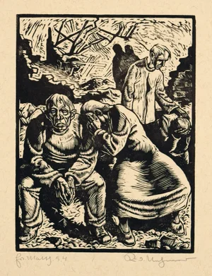 Rudolf Nehmer, The Zero Hour, 1948, Woodcut