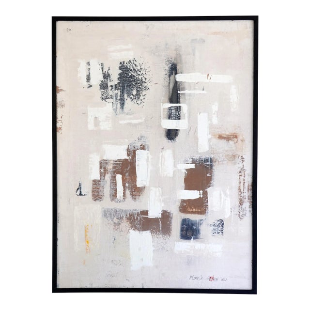 "Mimosa" Contemporary Original Abstract Mixed-Media Painting by Sia Aryai, Framed For Sale