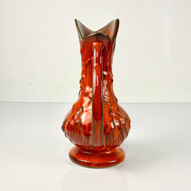 Mid-Century Boho Chic Mediterranean U-S-a Pottery Ewer Shaped Ceramic Vase Pitcher. For Sale - Image 9 of 15