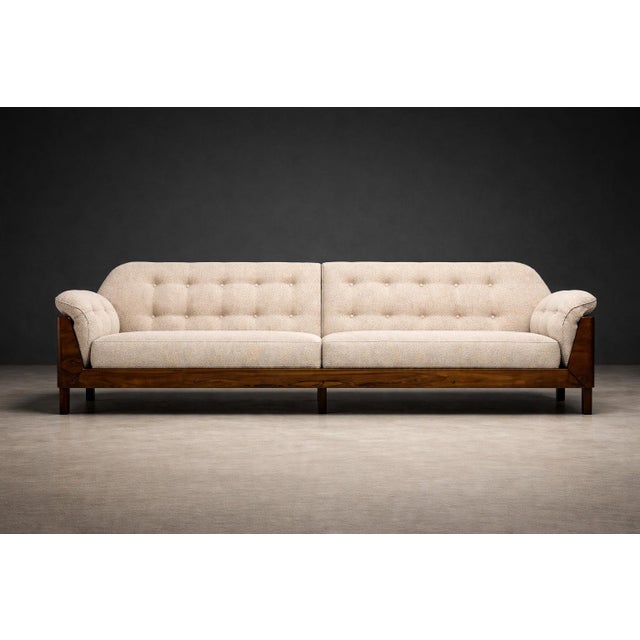 Four-Seat Sofa in Brazilian Rosewood with Sculpted Back and Warm Bouclé Upholstery, JD Moveis, 1960s - Lot 546 For Sale - Image 11 of 16