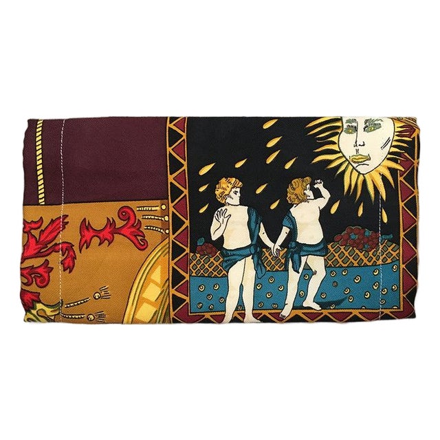 1990s Hermes Handmade Le Tarot Silk Scarf Face Mask For Sale