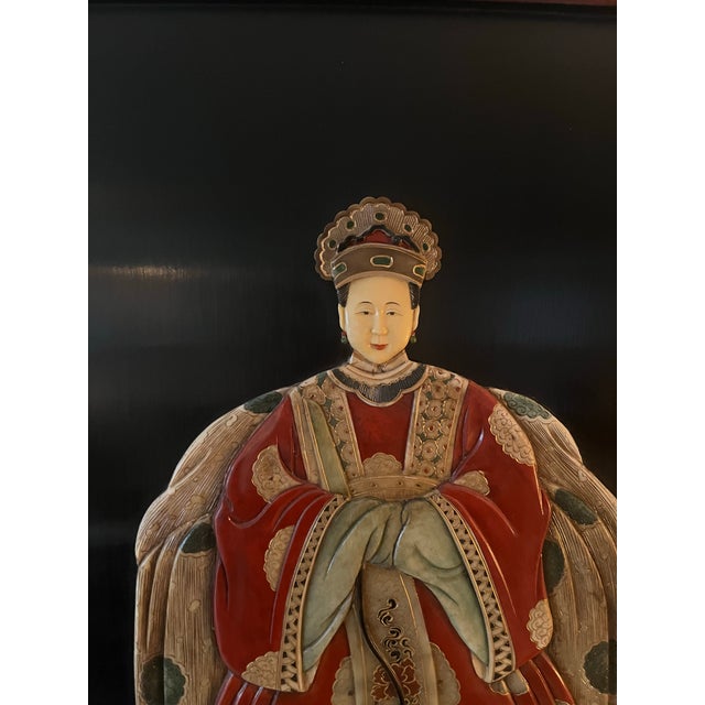 Pair of 1980s Large Chinese Carved Hardstone Emperor & Empress Portraits For Sale - Image 4 of 12