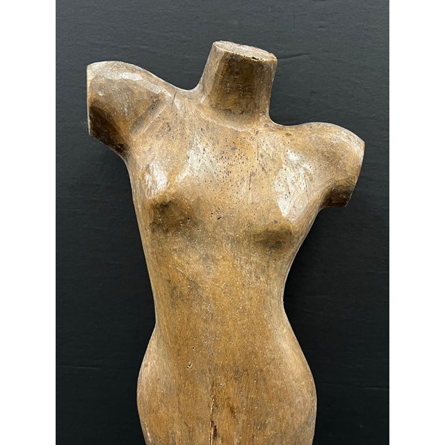 Late 20th Century Late 20th Century Carved Solid Wood Female Torso Sculpture For Sale - Image 5 of 8