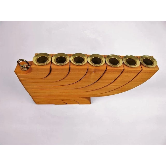 7-Armed Wooden Menora Candleholder by Jonas Grundell, 1980s For Sale - Image 3 of 11