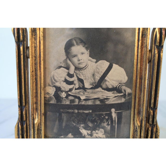Antique Gilt-Wood Swivel Tabletop Photo Frame For Sale - Image 4 of 9