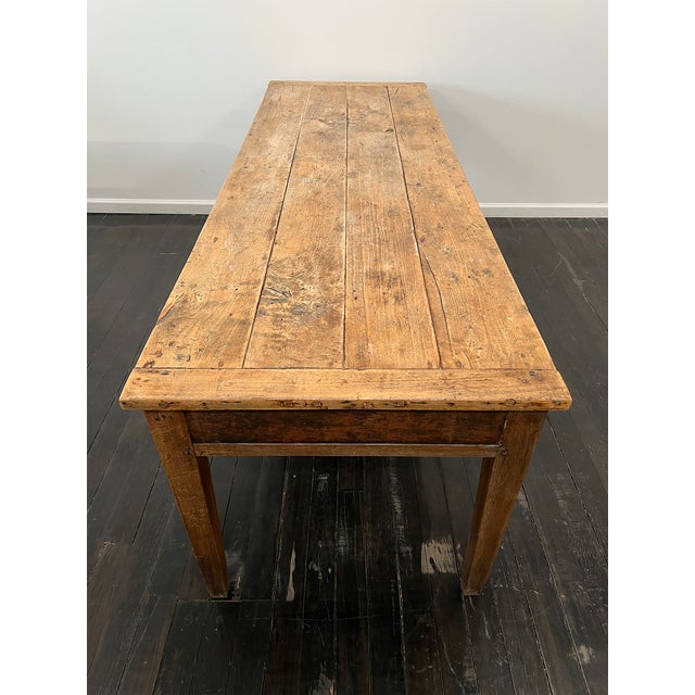 Mid 19th Century Antique French Applewood Farm Table For Sale - Image 5 of 14