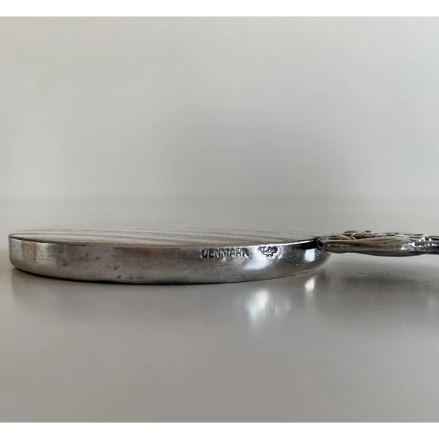 Traditional Vintage Danish Silver Plate Hand Mirror For Sale - Image 3 of 4