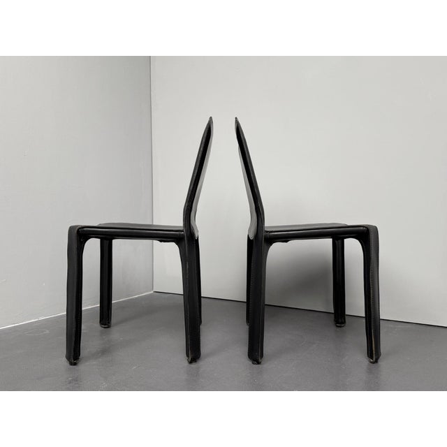 1970s Cab 412 Chairs in Saddle Leather by Mario Bellini for Cassina, Italy, 1970s, Set of 2 For Sale - Image 5 of 12