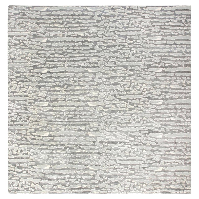 Contemporary Beach Pebbles Handmade Aloe Silk and Wool Rug by Doris Leslie Blau For Sale