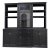 Pottery Barn Logan 6-Piece Modular Wall Unit With Glass Door Hutch, Black For Sale