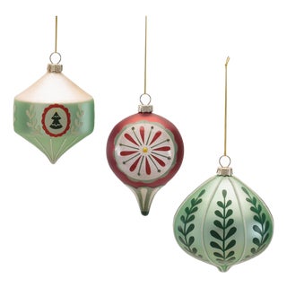 Assorted Glass Ornament Set of 6 For Sale