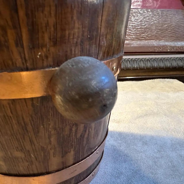 1950s Mid-Century Modern Oak and Copper French Ice Bucket For Sale - Image 4 of 9