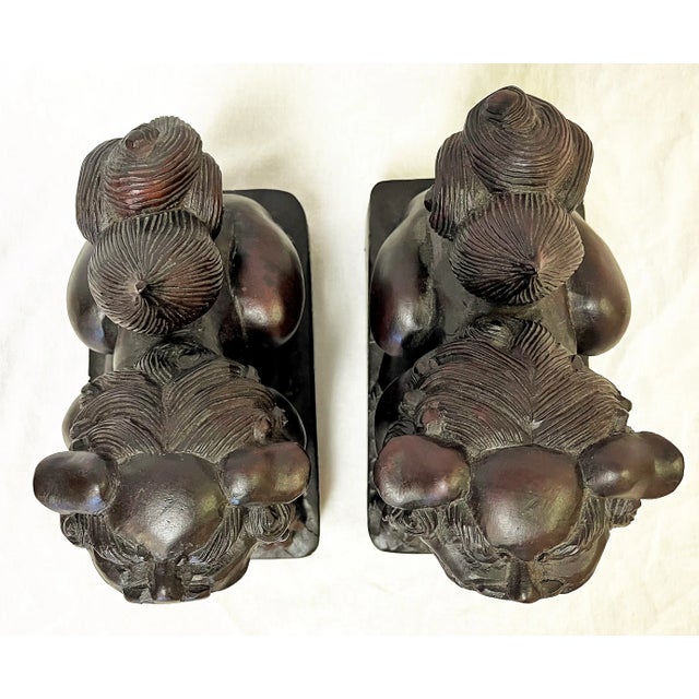 Vintage Carved Wood Foo Dogs- a Pair For Sale - Image 9 of 13
