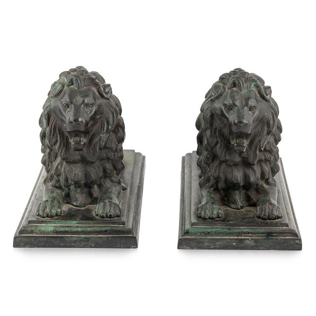 Late 19th Century 19th Century Victorian Verdigris Patinated Bronze Trafalgar Lions, 1870, Set of 2 For Sale - Image 5 of 18