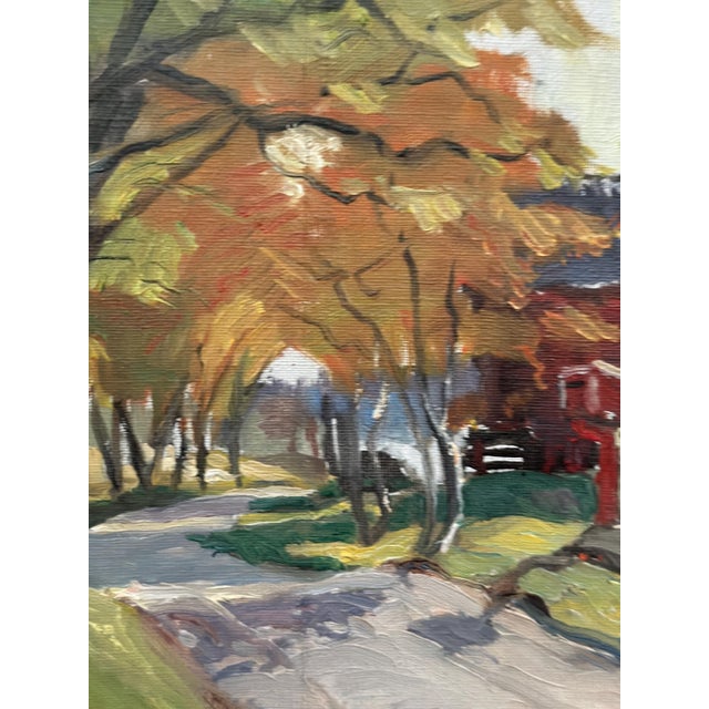 Mid-Century Modern Karl Gustaf Strandberg, Road to Red Huts, 1950s, Oil Painting on Canvas, Framed For Sale - Image 3 of 12