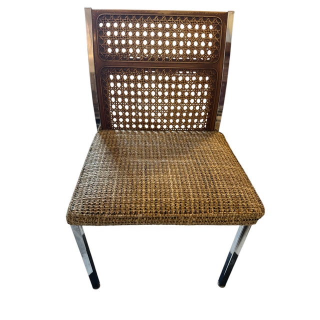 Tan 1960s Mid-Century Modern Faux Cane and Chrome Howell Dining Chairs - Set of 6 For Sale - Image 8 of 12