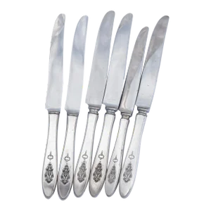 1950s Art Deco Style Silverplate Dinner Knives- Set of 6