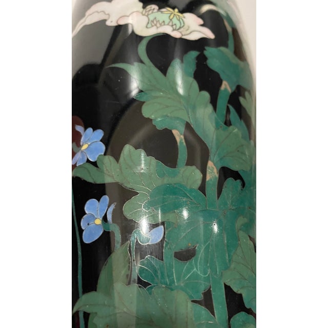 Japanese Meiji Style Japanese Cloisonné Floral Vase For Sale - Image 3 of 9