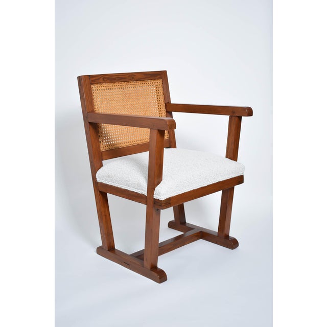 1950s Fabric and Caning Armchair, 1950s For Sale - Image 5 of 5