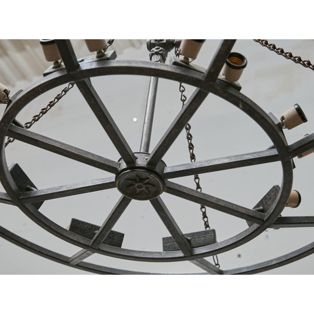 Large French Industrial Iron Chandelier With 12 Lights, Circa 1920 - Us Wired For Sale - Image 4 of 18