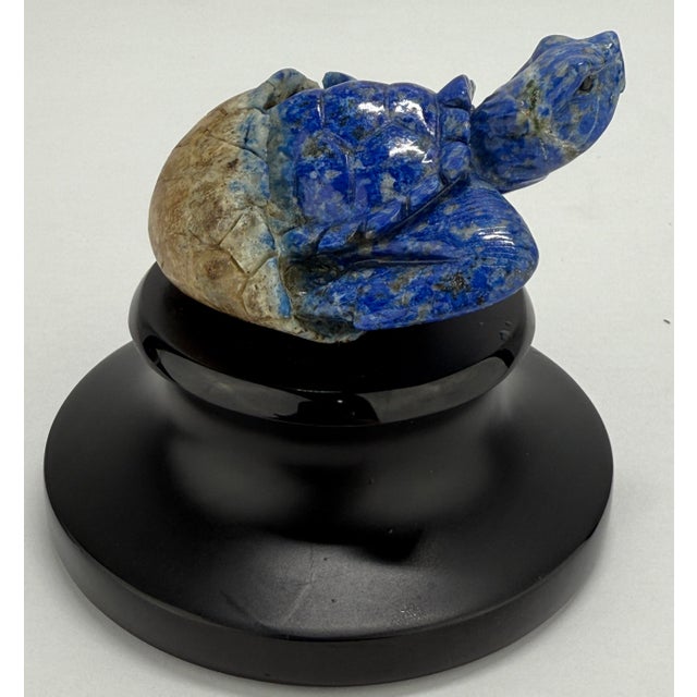 Hand Carved Lapis Lazuli "Hatching Turtle" Gemstone Sculpture For Sale - Image 4 of 8