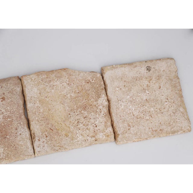 18th Century Antique Portuguese Strip of Five Blue and Brown Spongeware Tiles For Sale - Image 9 of 9