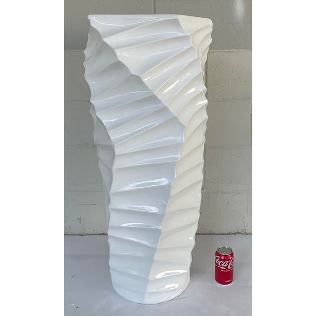 Contemporary Organic Modern White Lacquered Large Floor Vase For Sale - Image 3 of 5