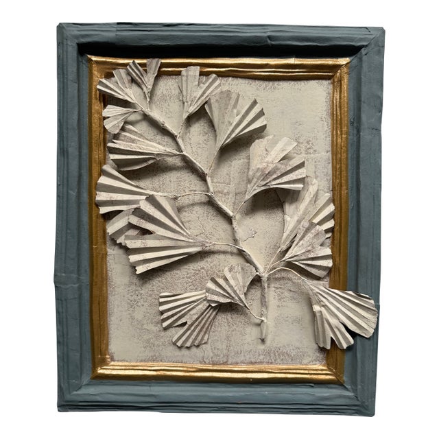 Three-Dimensional Papier Mache' Botanical Art in Papier Mache Frame For Sale