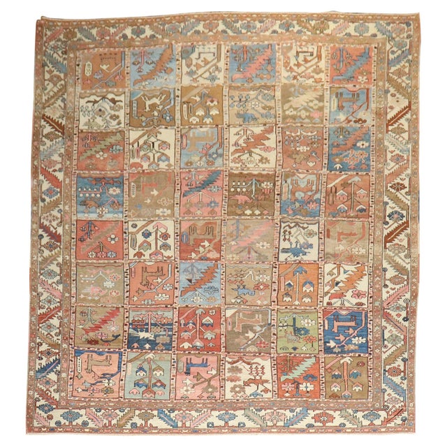 Antique Persian Heriz Pictorial Room Size Rug For Sale - Image 15 of 18
