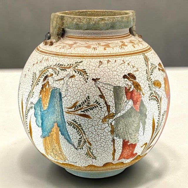 Ancient Greek Museum Reproduction Vase (12-Inch, Crackle Glaze, Uogc #47, Vessel, Hand-Made, Vintage, Late 20th Century Replica) For Sale - Image 18 of 18