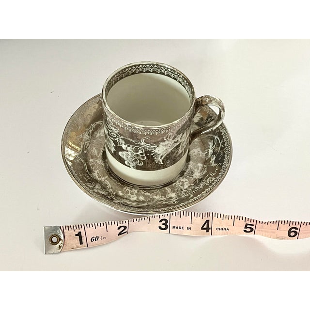 Platinum Antique Wedgewood Platinum Resist Demitasse Set Six Cups and Saucer’s Grapevine Pattern. Wedgewood Etruria C. 1900 For Sale - Image 8 of 9
