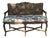 1940s Century Furniture French Provincial Cane-Back Bench With Carved Wood Frame and Floral Upholstered Seat For Sale