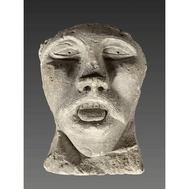 This sculpture is a votive head from a Gallic (Celtic) temple, made of limestone. Late La Tène period / 2nd – 1st century...