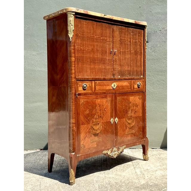 Vintage Inlay Secretaire With Stone Top For Sale In West Palm - Image 6 of 13